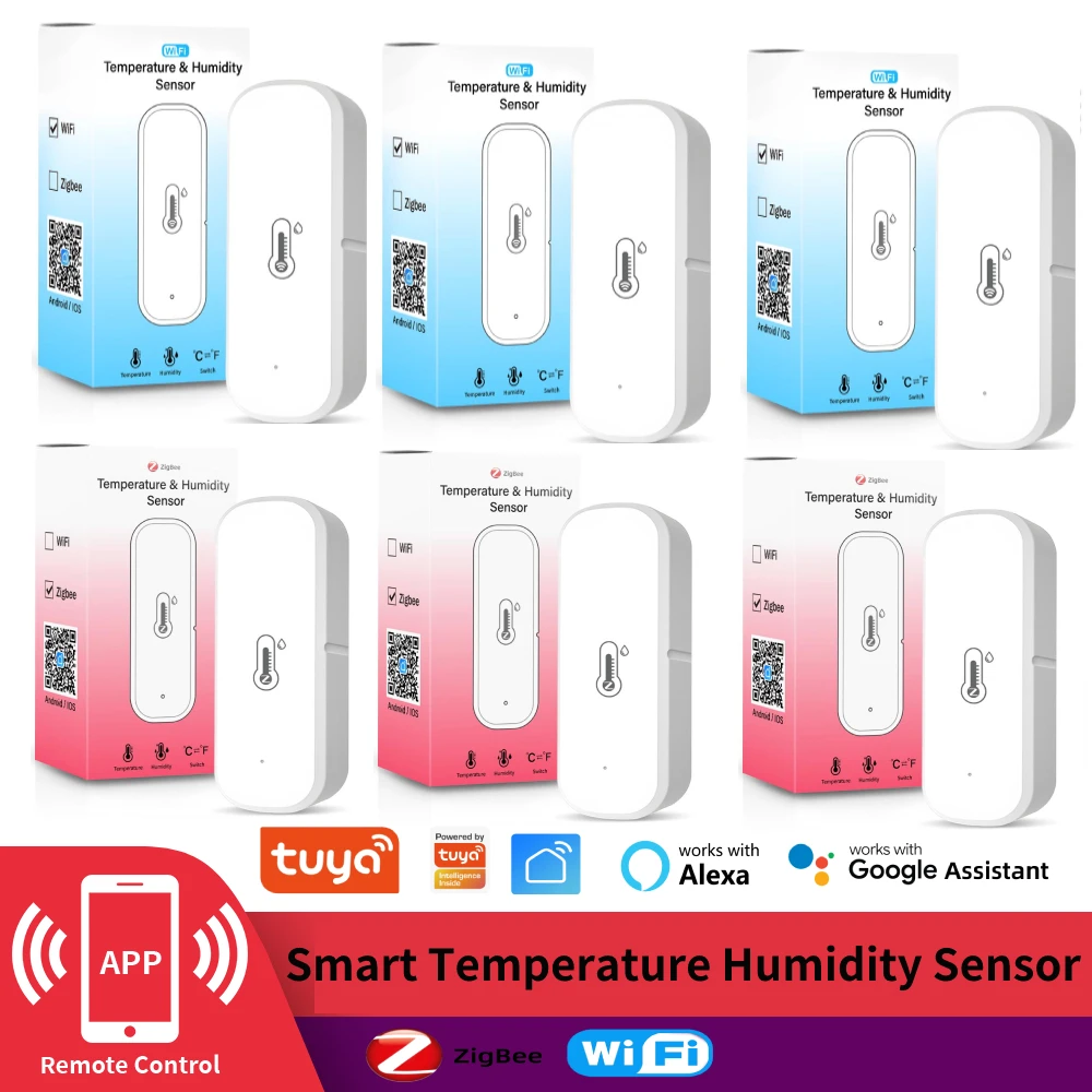 Tuya Zigbee WiFi Mini Smart Temperature Humidity Sensor MiniFor Smart Home Automation Control Via Smart Life Alexa Google Home