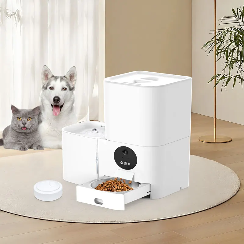 2-in-1 Smart Wi-Fi Electric Pet Feeder & 5L Automatic Cat Dog Water Dispenser Durable Small Size Plastic For Home Use