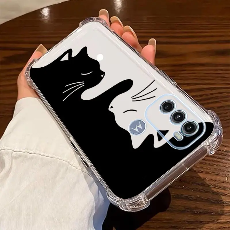 Quiet Cat Transparent Phone Case For Motorola Moto G60 G40F G22 G20 G9 G30 G42 G52 G10 G82 G53 G9 Power G8Play E20 E7Power Cover