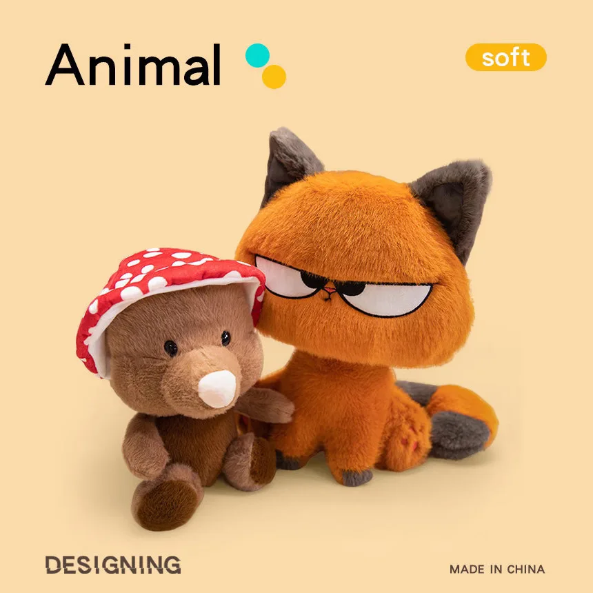 Cute Angry Cat Plush Toy Soft Fill Animal Doll Orange Irritable Cat Plush Home Decoration Friend Birthday Gift Orange Kitten