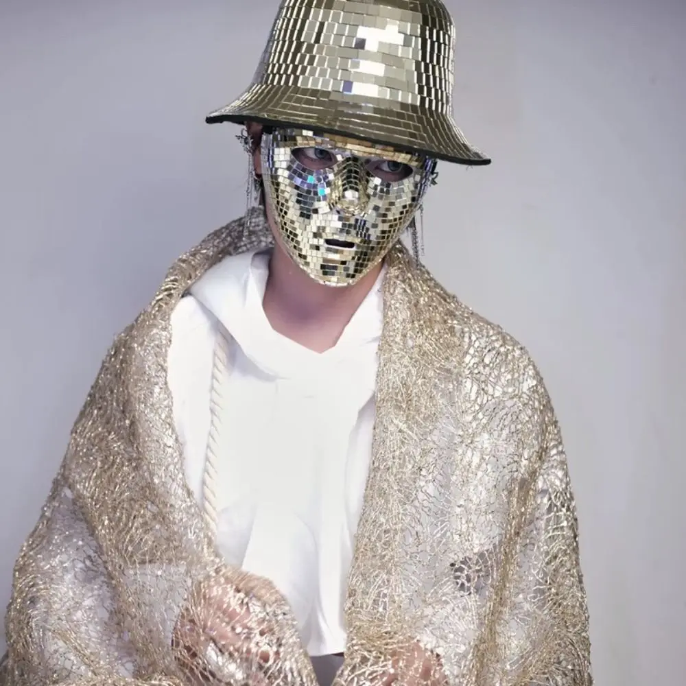 Masquerade Ball Glitter Mirror Face Mask Full Face Male Adult Night Club Mask Party Supplies Eye Mask Home DJ Decor Carnival