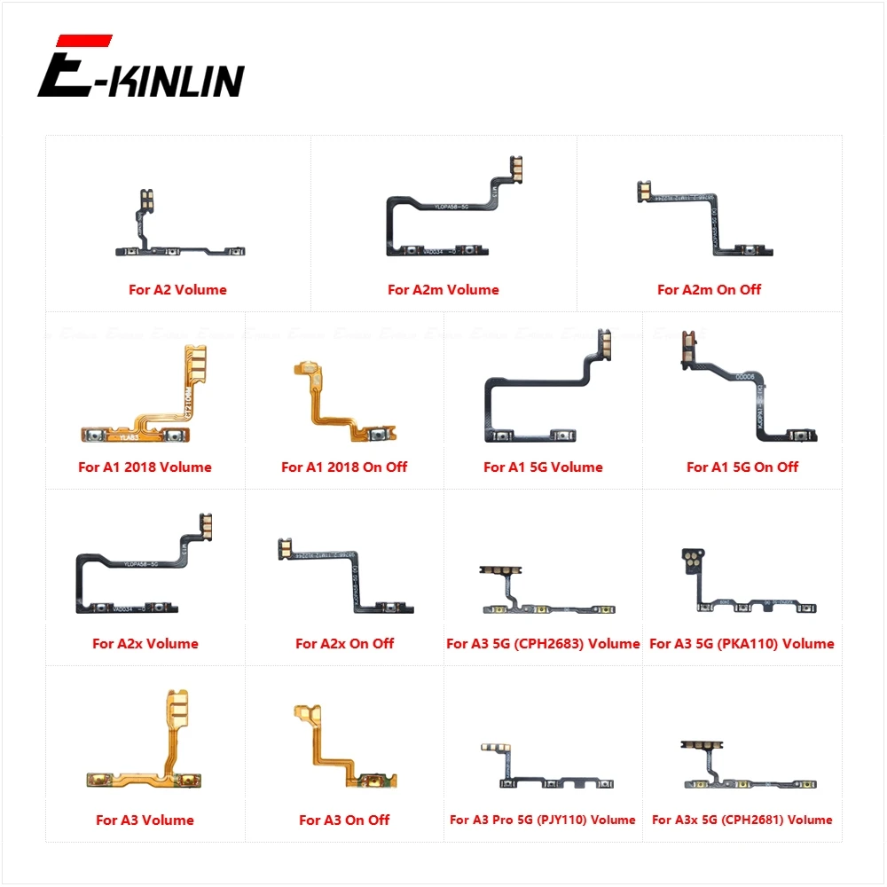 For OPPO A1 2018 A2 A2m A2x A3 A3x Pro 5G Side Power ON OFF Volume Camera Key Button Switch Flex Cable Ribbon Repair Parts