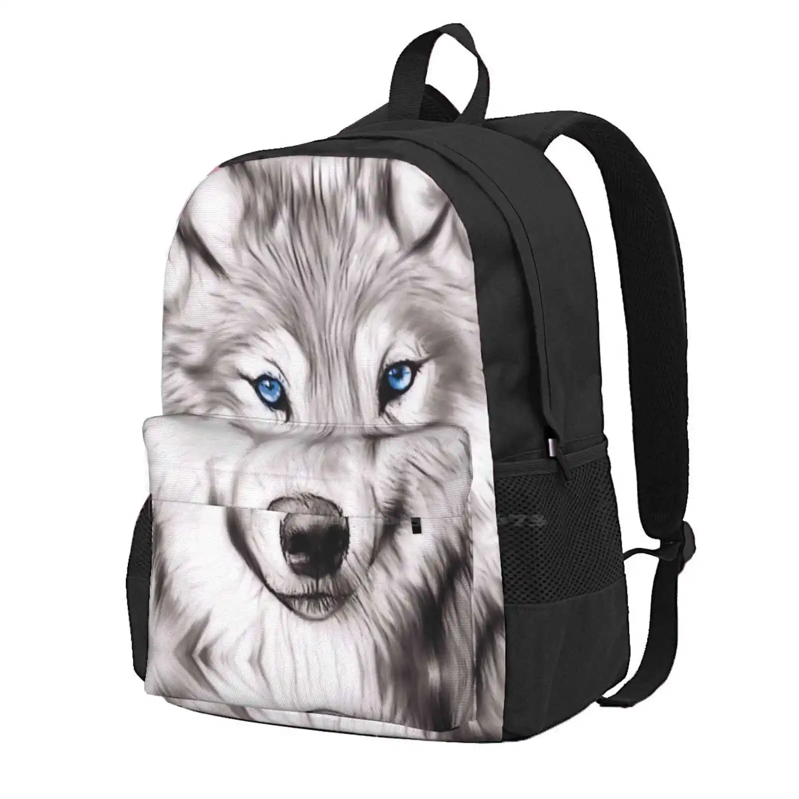 Wolf New Arrivals Unisex Bags Student Bag Backpack Wolf Animal Wild Face Stunning