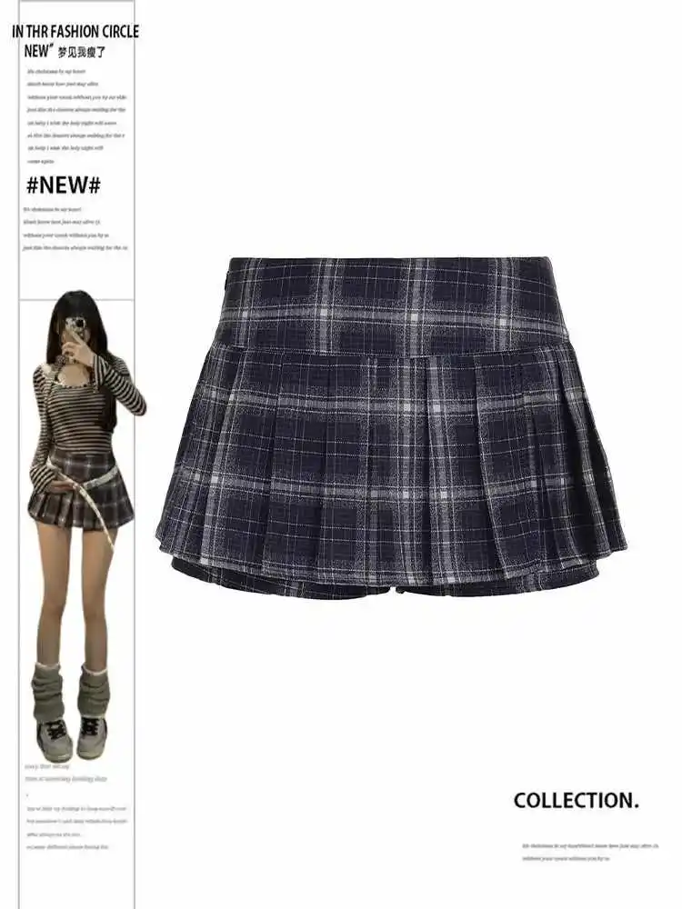 

Summer Women Japanese Fashion 2000s Aesthetic Mini Plaid Pleated Skirt JK Gyaru Coquette Kpop Shoujo Gyaru Y2k Culottes Korean