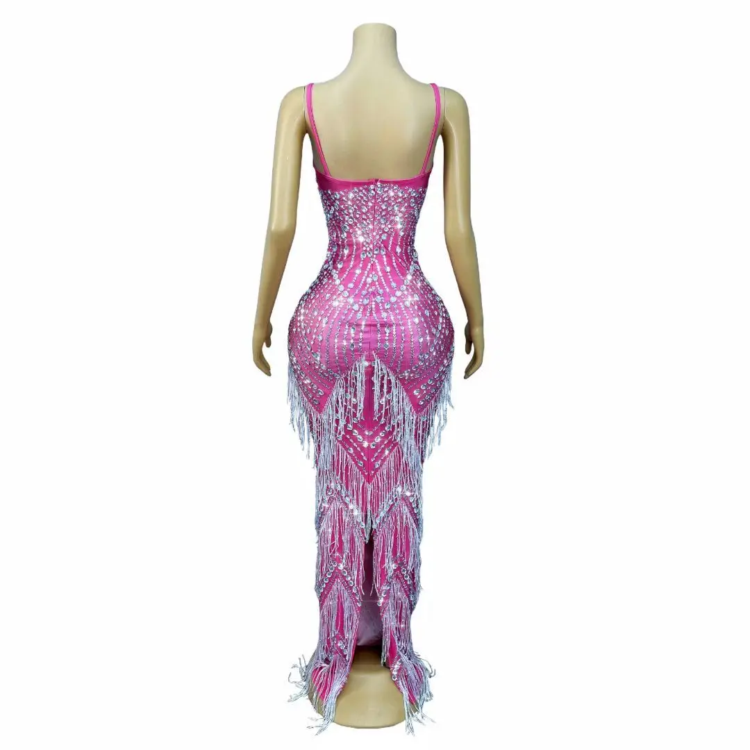 Meihongyu Luxury Party Evening Dress Silver Diamond Tassel Strap Long Dress Prom Cocktail Gowns 15 Year Old Quinceanera Dress