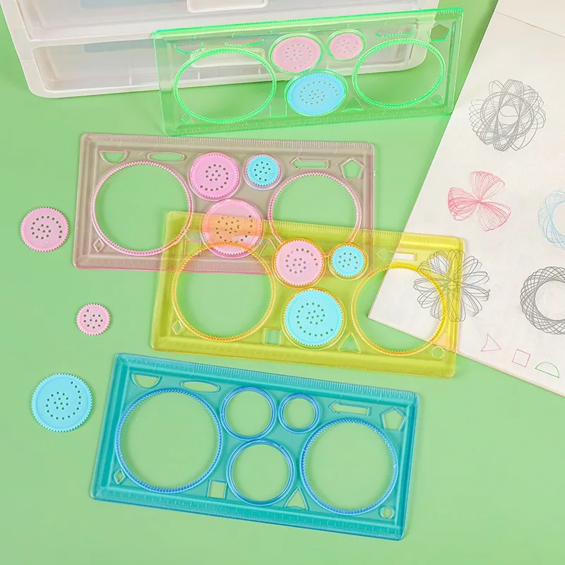 4PCS/Set Colorful Spirograph Ruler Multifunctional Puzzle Painting Template Craft Drawing Tools Suitable for School Artclass ZYF