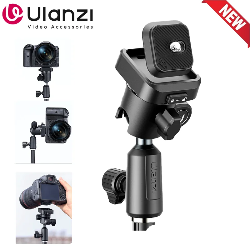 Ulanzi TH02 Uka Invert Ballhead Quick Release Tripod Mount 360 Adjustable Horizontal & Vertical Switch Ballhead for Camera Phone