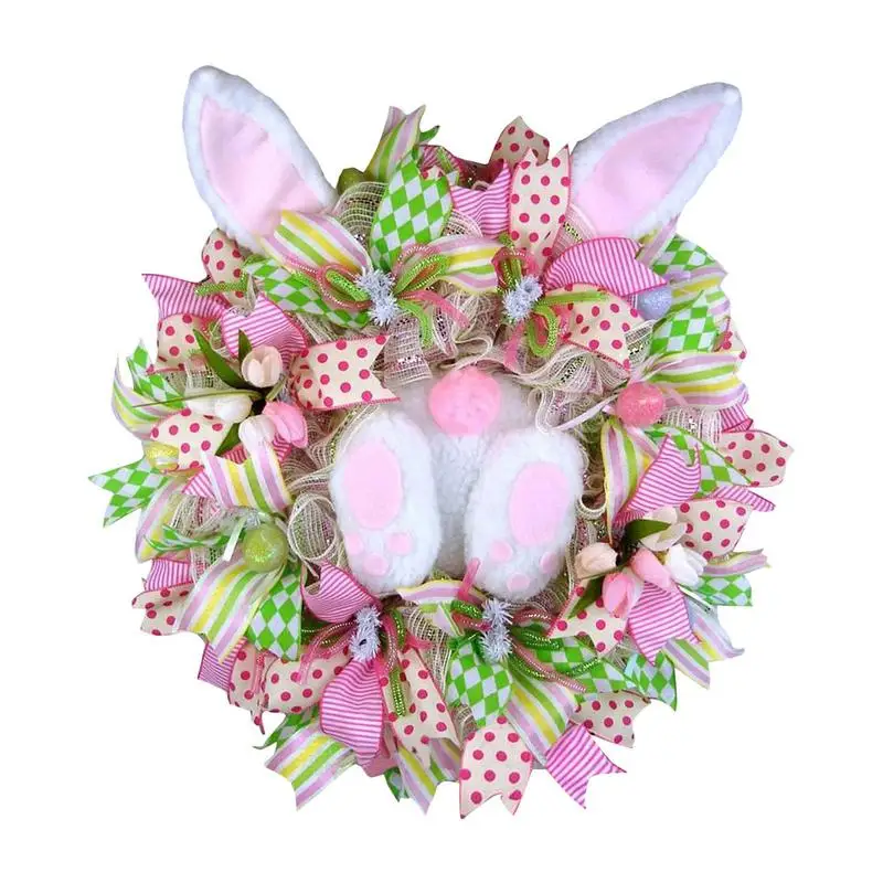 

Easter Rabbit Wreath Decor For Front Door Easter Bunny Door Wreath Bunny Gnome Design Farmhouse Wreath Spring Outdoor Garland