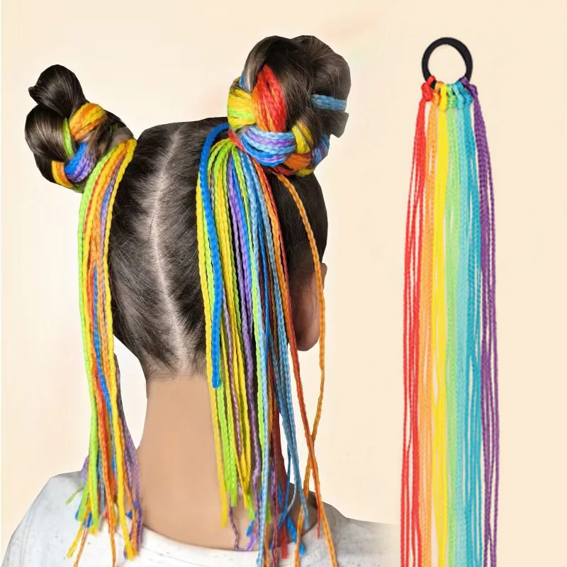 

Детский Радужный плетеный парик, веревка для девочек, ручная плетеная грязная коса, веревка для головы, лента для волос, плетеные косы, веревка для волос, грязные косы