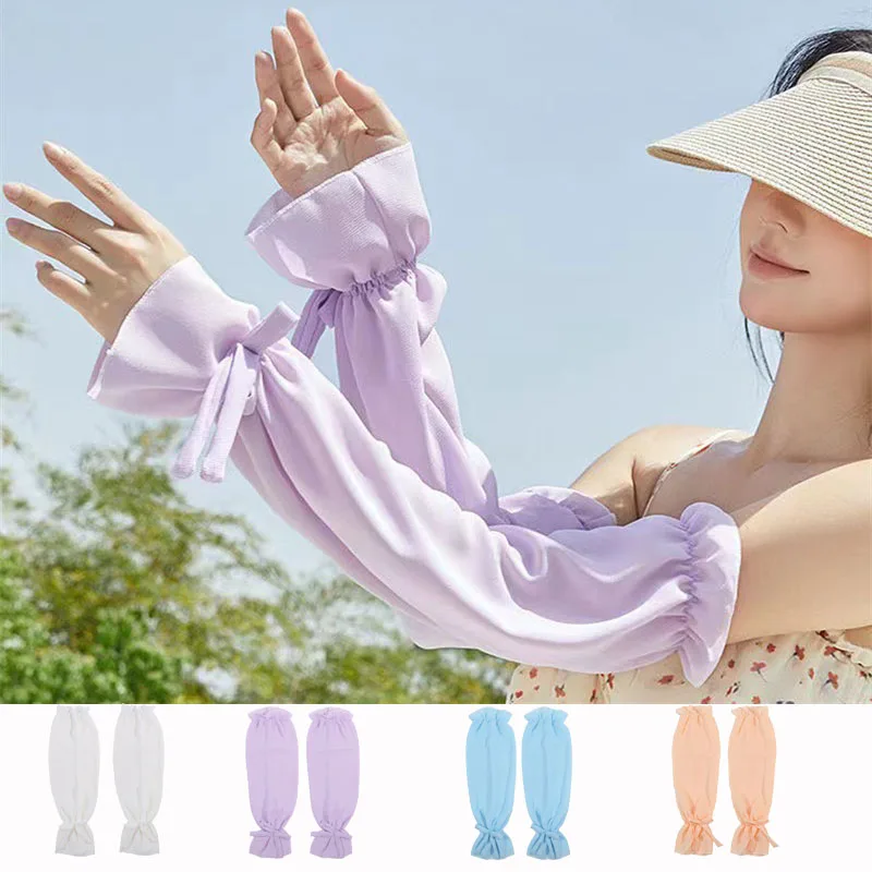 Sunscreen Driving Ice Silk Sleeve Female Loose Long UV Protection Arm Glove Summer Sleeves Soft Chiffon Arm Sleeves