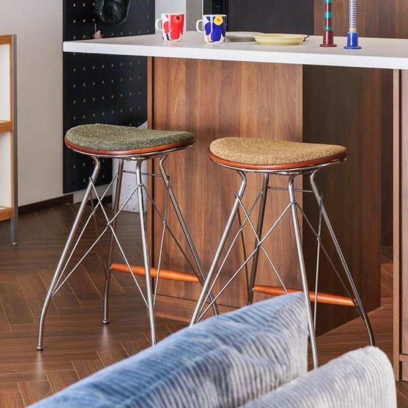 

Mid-Century Modern Bar Stool Minimalist Upholstered Height Counter Chair Vintage Restaurant Chair Home Retro Kitchen Island Seat