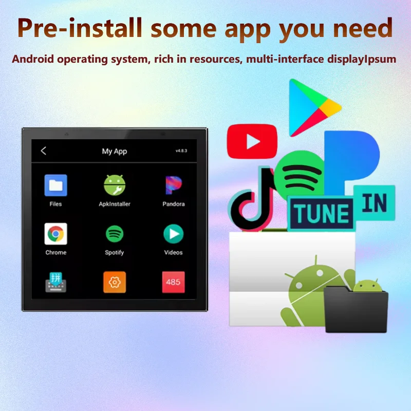 Pemutar Musik Bluetooth Android 11 4 Inci Tuya Amplifier Dinding Rumah Pintar dengan Speaker Langit-langit untuk Musik Latar Belakang