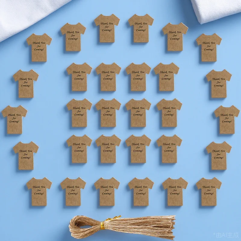 

50Sets Kraft Paper Tags Clothes Shape Hanging Gift Labels Durable Blank Labels for Baby Shower Birthday Party Kraft Paper Tags