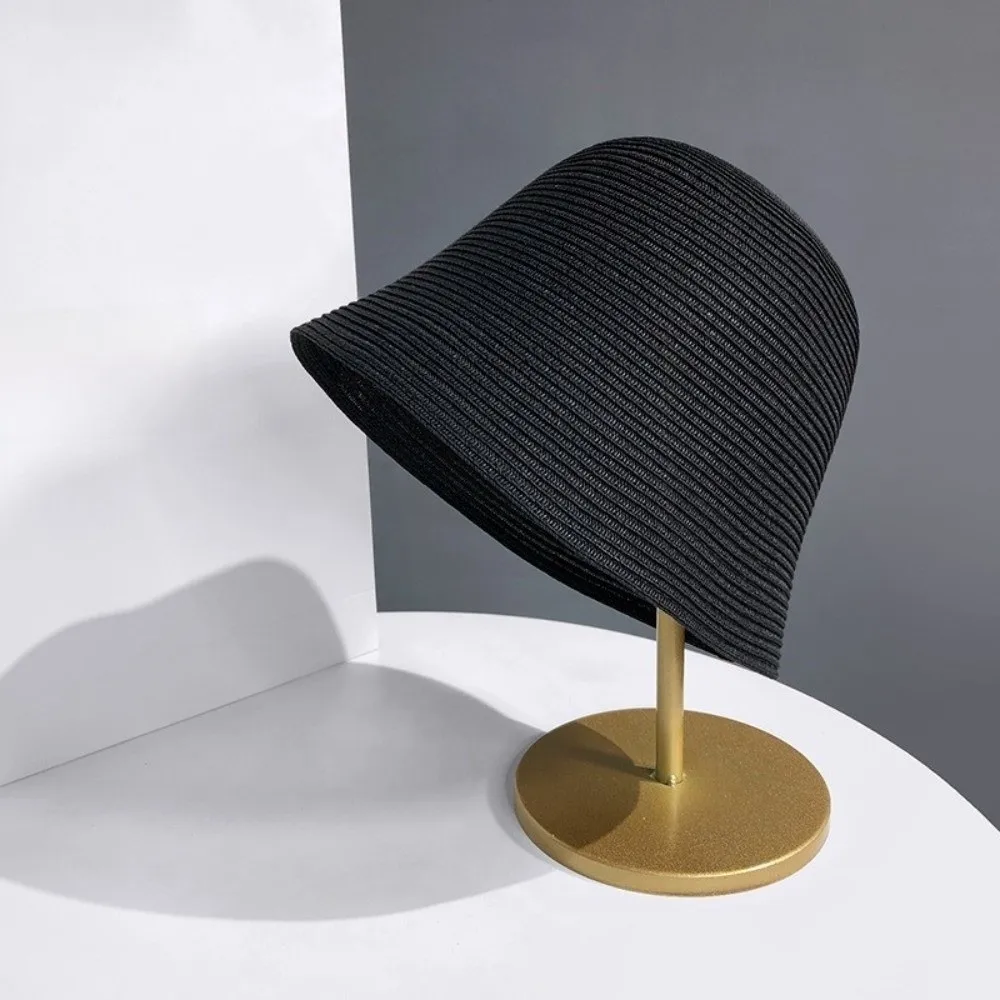 

Fashionable Foldable Straw Hat Breathable Hand Woven Sun Hat Solid Color Japanese Style Fisherman Hat for Outdoor Seaside