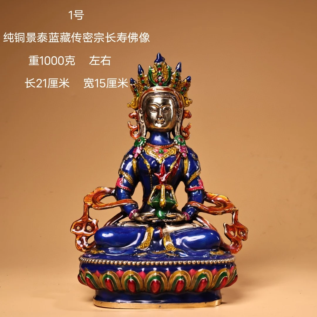 decoration brass factory Pure Brass Antique Exquisite Chinese hand-carved cloisonne buddhist Buddha green tara statue