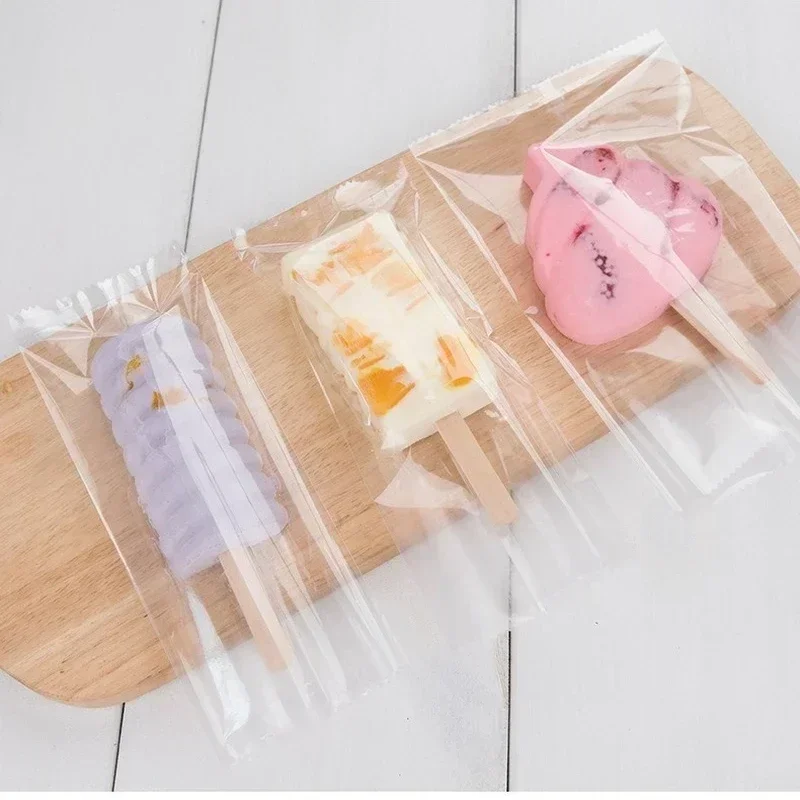 50/100 Uds 8X19cm bolsas transparentes autoselladas para hornear en casa bolsas reutilizables para máquina de helado DIY bolsas de almacenamiento bolsa de embalaje de helado