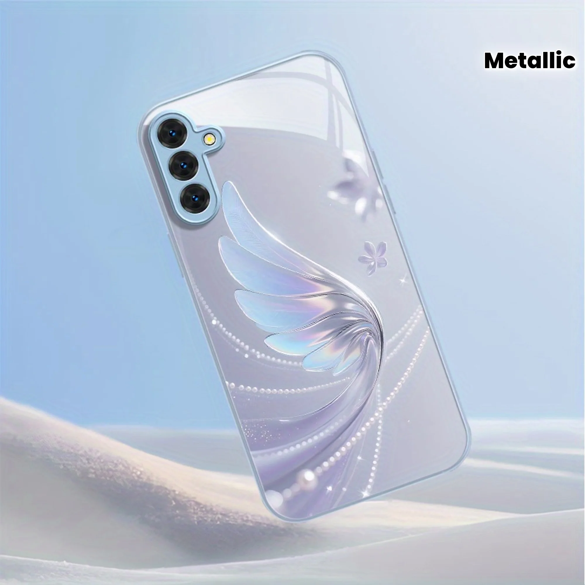 Gradient Angel Wings Electroplating glass phone case for Samsung Galaxy S26 S25 S24 S23 S22 S20 FE/Ultra/Plus anti drop Cover