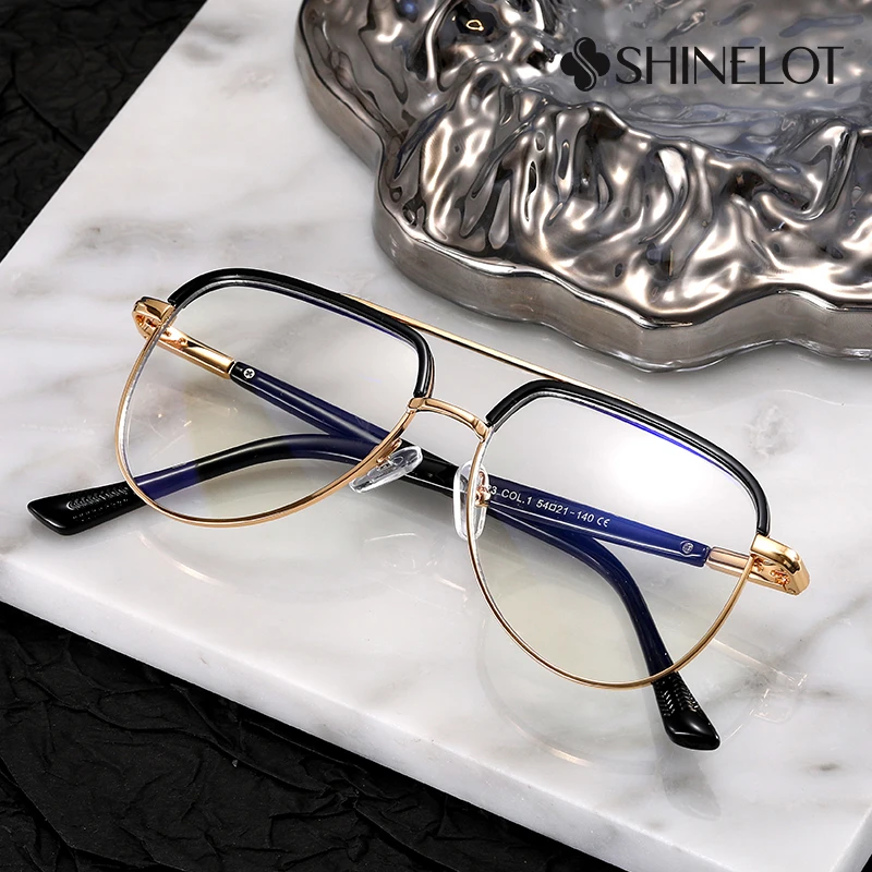 

97723 Metal Durable Oval Male Double Bridge Eyeglasses Prescription Frame New Arrival Spectacles Eyewear Men Star Glasses
