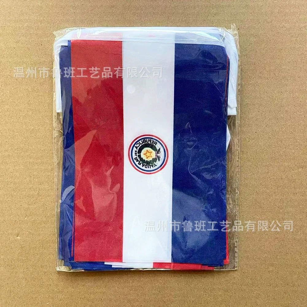 Paraguay Bunting Flags 14x21cm 20pcs/lot Polyester Paraguay String Flags Pennant Banner Festival Party Holiday Decoration