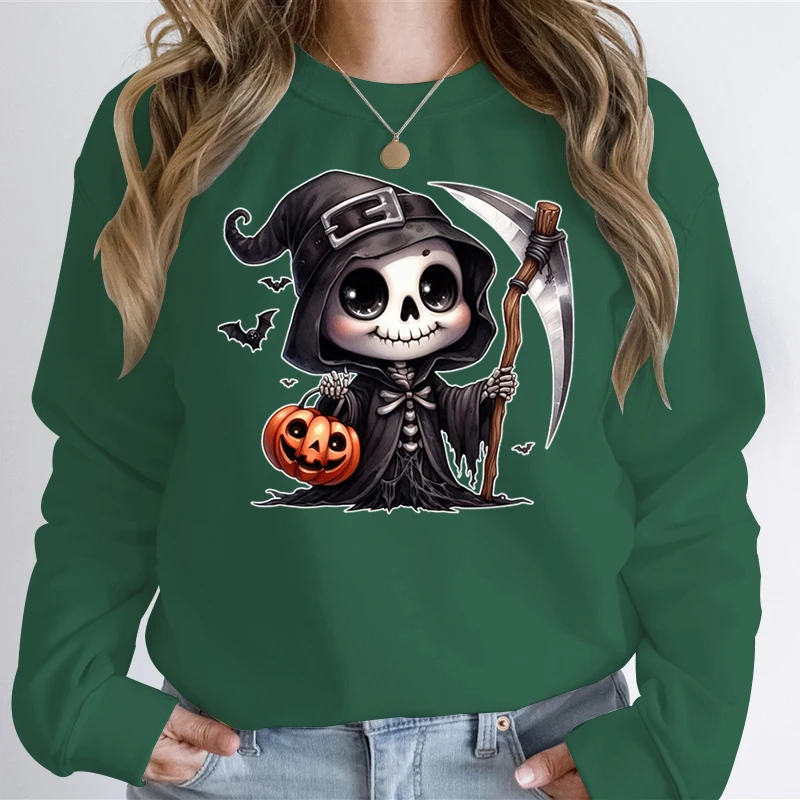 Streetwear Clothes Men Women New Sweatshirt Cartoon Horror Print Oversize Hoodie Halloween Harajuku Gothic Black Pullover Hoodie