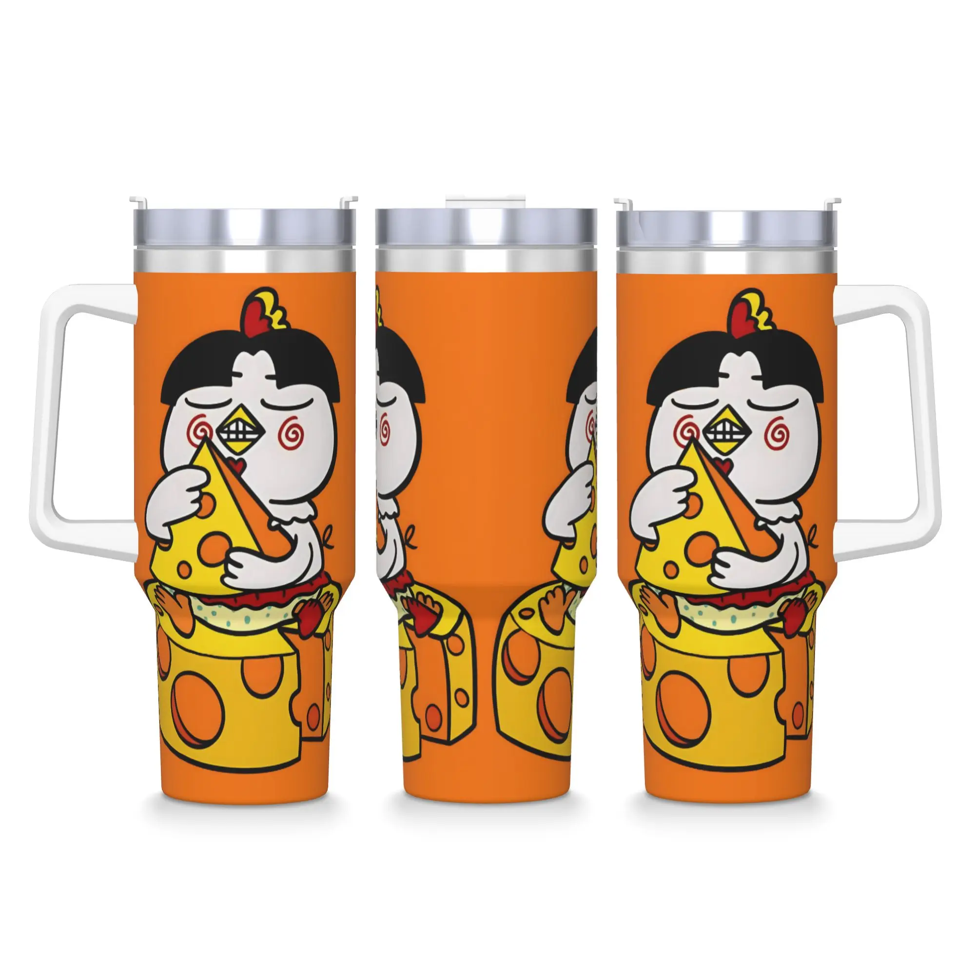 Vaso de acero inoxidable para pollo y queso Buldak, tazas para viajeros, taza térmica de 40oz, botella de agua portátil para té de la leche fría y caliente