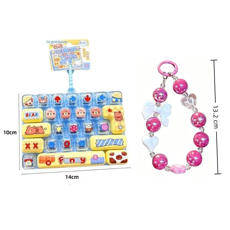 1/2Pcs 26 Key Press Button Toy Cute Stress Relief Decompression Toys Durable Bag Ornament For Family Party Favors