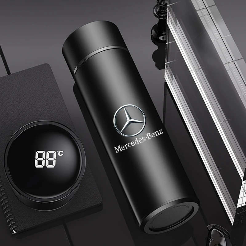 Stainless Steel thermos cup smart display vacuum Water Cup For Mercedes Benz S320 W164 W203 W204 W168 C180 E320 A200 CLA CLK CLS