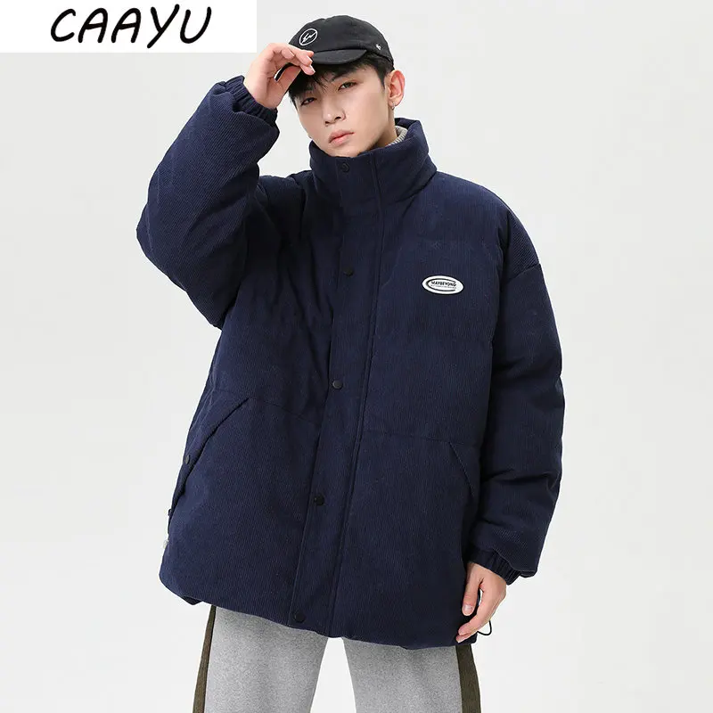 

CAAYU 2022 Winter Down Jacket Men's Fashion Harajuku Oversized Lamp Velvet Coat Japanese Streetwear Windproof Outwear Coat Male