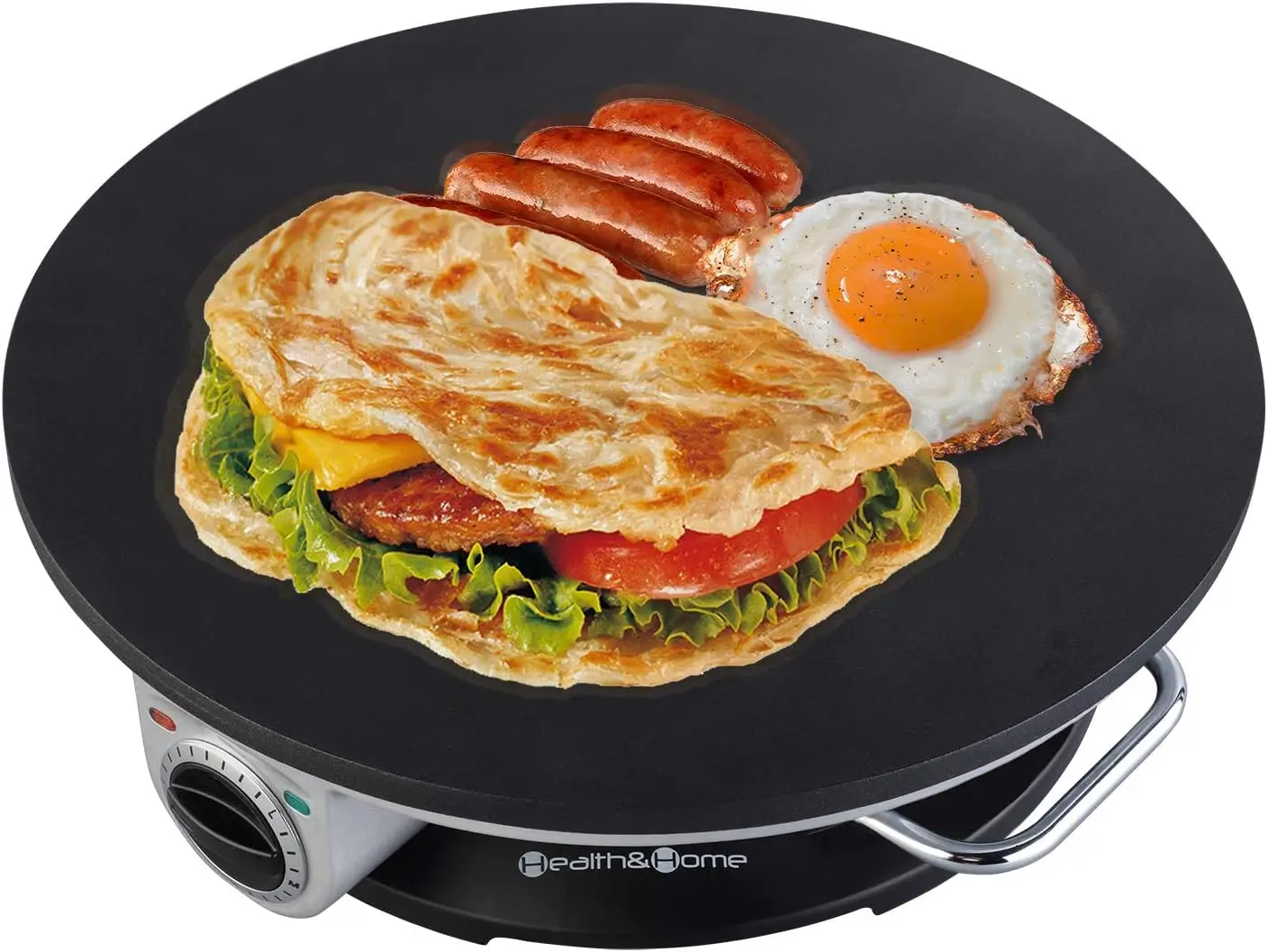 صانع كريب بدون حافة - صانع كريب مقاس 13 بوصة وشواية كهربائية - صانعة فطائر غير لاصقة - مقلاة كريب