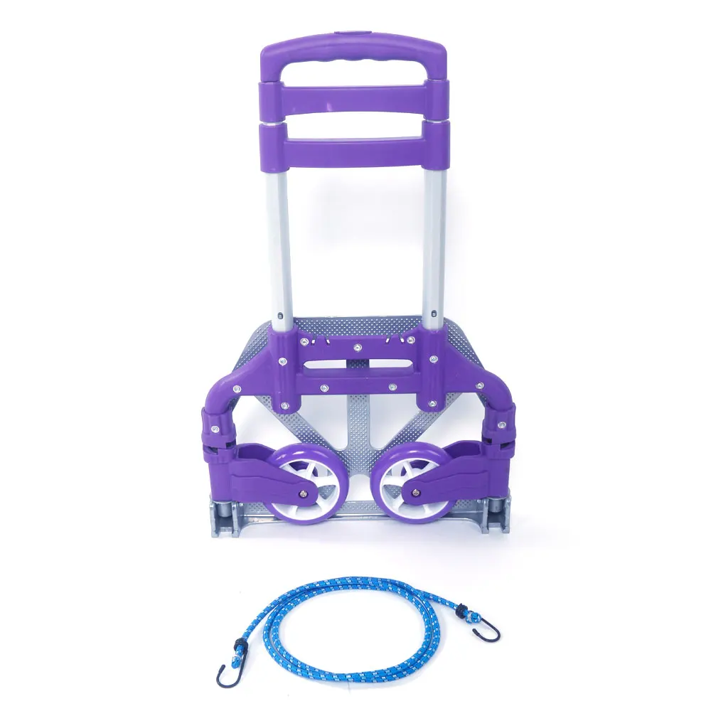 US Stock Hand Carts & Trolleys Portable Aluminium Cart Folding Dolly Push Truck Hand Collapsible Trolley Luggage Purple