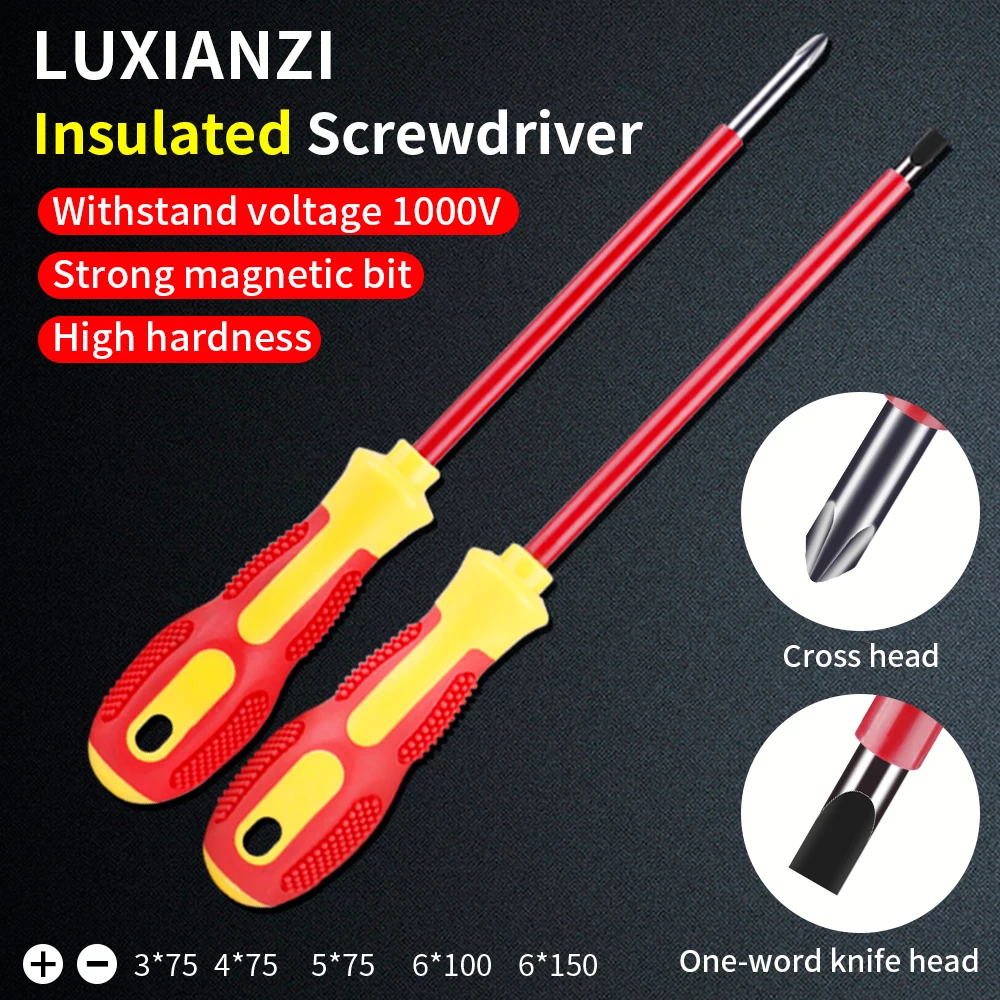 LUXIANZI Slotted Phillips Screwdriver Magnetic Bit Multifunction Home Electronic Repair Tool Insulation Precision Screw Driver