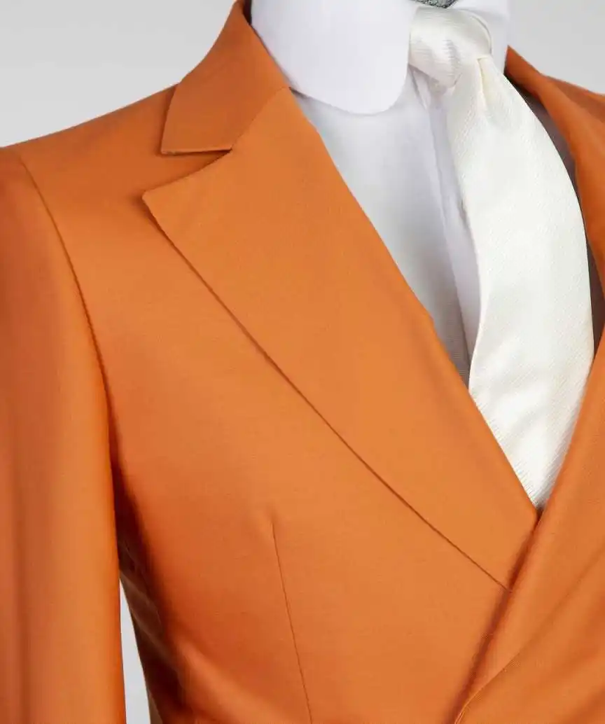 Simple Orange Wedding Tuxedos 1 Piece Set Jacket Drawstring Men Suit Peaked Lapel Fashion Classic Party Suits Customized