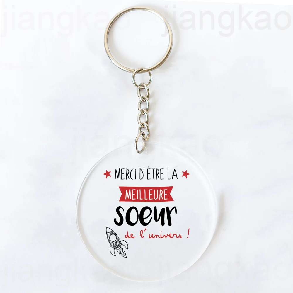 I Am An Almost Perfect Sister French Printed Key Chain Transparent Keychain Acrylic Keyring Festive Birthday Gifts for Sisters