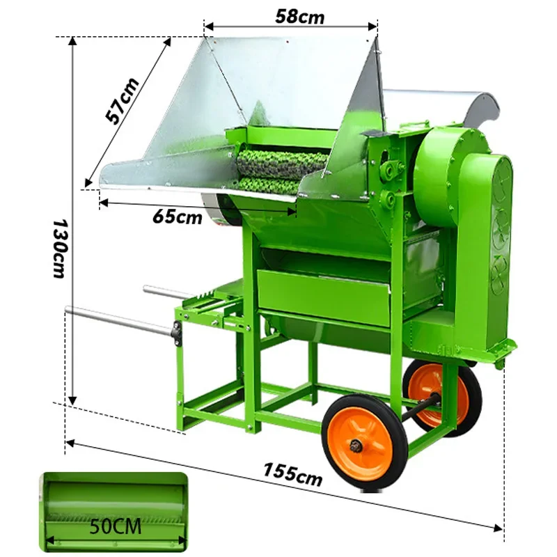 Multifunctional Three-Drum Thresher with 3-Stage Air Separation Thresher for Rice, Rapeseed, Wheat, Sorghum(Customized)