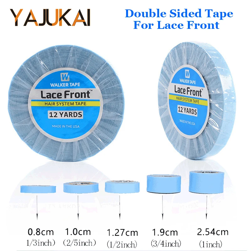 Double Sided Tape For Lace Front 12 Yards Blue Hair Tape Strips For Toupee Waterproof Adhesive Materials Wig Tape Wig Front Glue