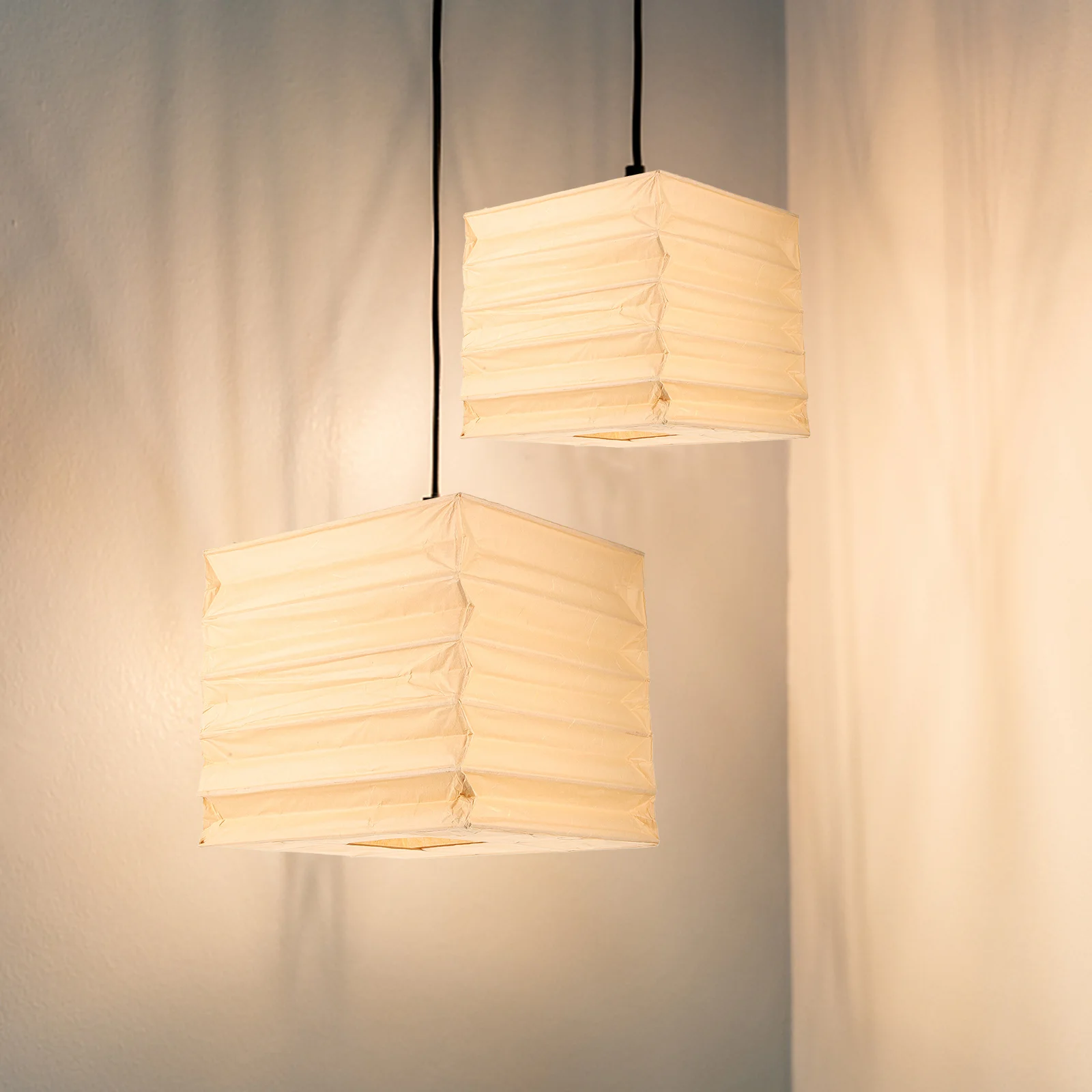 

Hanging Paper Lamp Cover Chic Pleated Design Replacement Shade for Indoor Lights Farmhouse Style Light Fixture