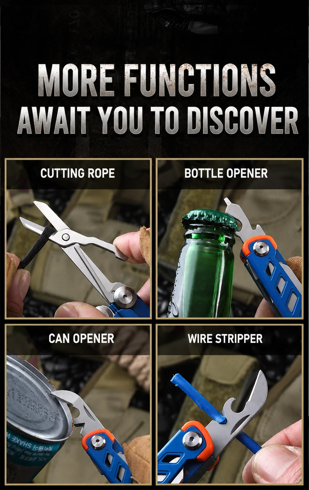 Portable Outdoor Multi EDC Folding Pliers Claw Hammer Hatchet Nail Puller Needle Nose Pliers  Outdoor Camping Car