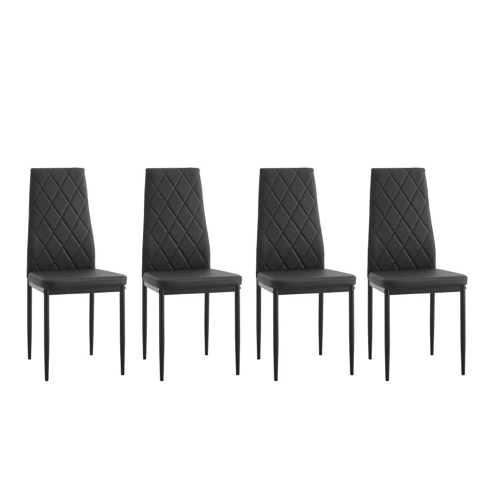 4pcs Modern Simple Style Dining Chair with PU Leather Comfy Seat with Soft Cushioned for Living Room Bedroom, Office Furniture