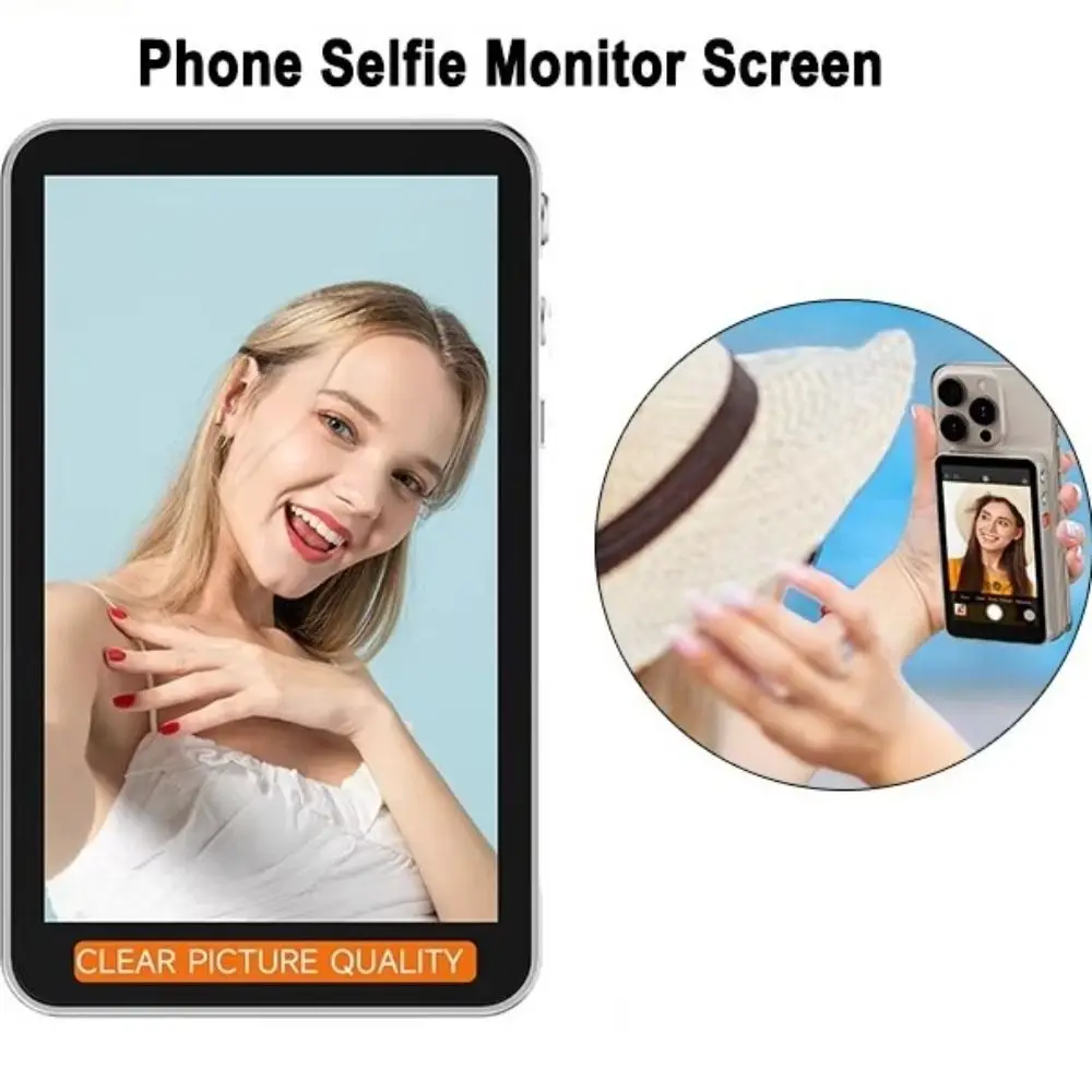 Magnetic Phone Vlog Selfie Monitor Screen 3.97in Screen LCD Display Back Camera Monitor Wireless Rear Lens Screen Live Stream