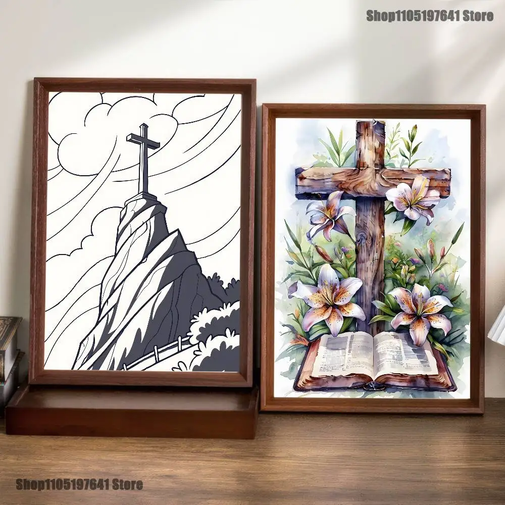 

Cross Bible Art Christian Poster Prints Wall Art Picture Painting Gift Living Room Restaurant Bar Large Dec Sticker
