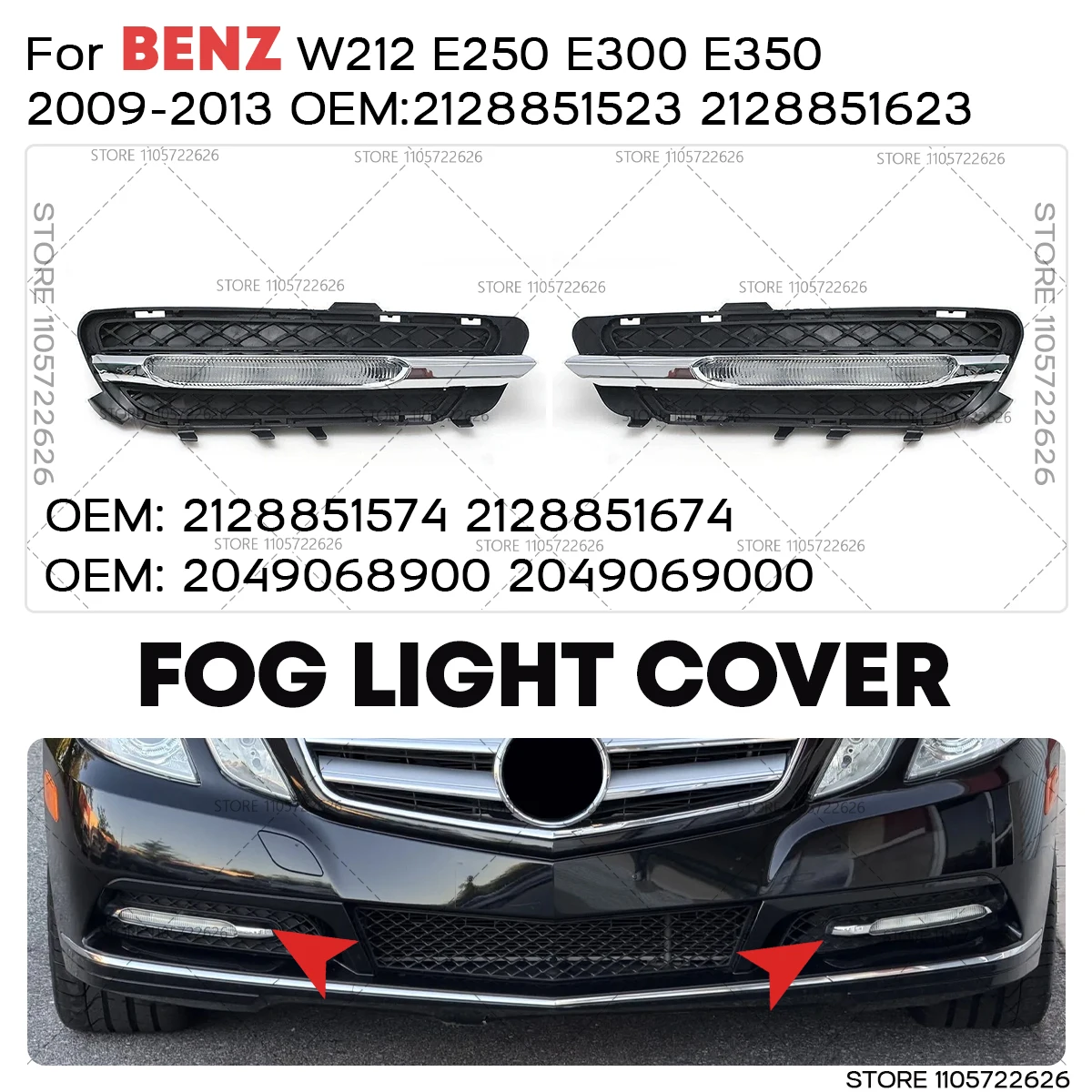 Für Mercedes Benz WE-KLASSE W212 2009 2010 2011 2012 Vordere Tagfahrlicht-Nebelleuchten DRL Lampe 2128851574 2128851674