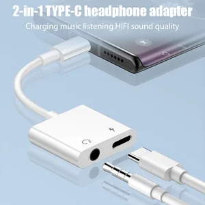 2IN1オーディオアダプターUSB Cから3.5 mmジャックタイプ-C/デュアルタイプC-サムスンXiaomi有線イヤホンコネクタ用 10ベストセールスUSB 2IN1 -№5