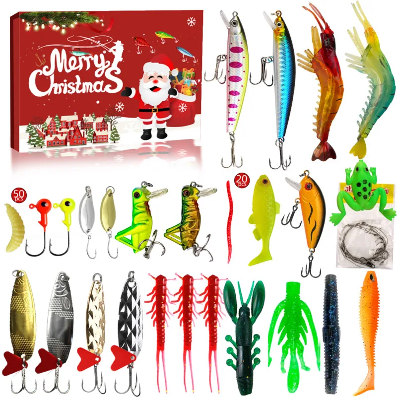 Christmas Fishing Gear Blind Box Countdown Christmas Advent Festival Lure 24 Pcs Creative Fishing Enthusiast Gift Set Wholesale