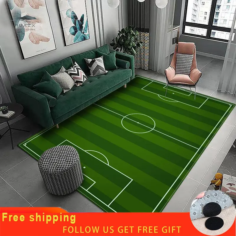 3D Football Field Capet For Kids Room Soft Floor Mat Microfiber Large Carpet Children Washable Baby Bathoom Play Mats Boy's Rug