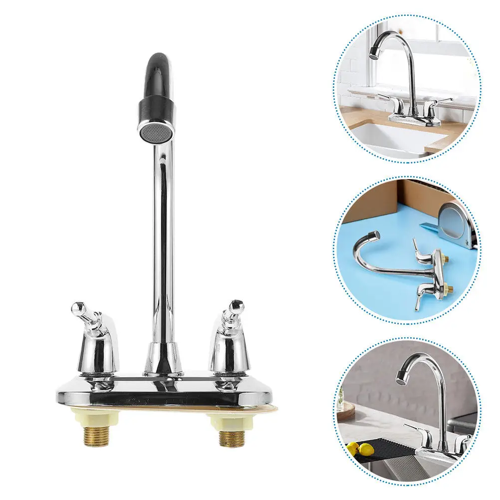 Rotatable Spout Kitchen Sink Cold Water Tap Two Handle Dual Way Metal Hot Cold Water Dispenser Swivel Bathroom Faucet Easy