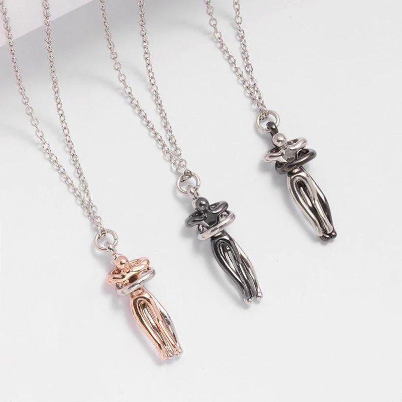 موضة المعانقة قلادة مجوهرات المختنق عناق سلسلة بدلاية الرجال القلائد لمحبي النساء زوجين الرجال سيدة أنثى الذكور هدية