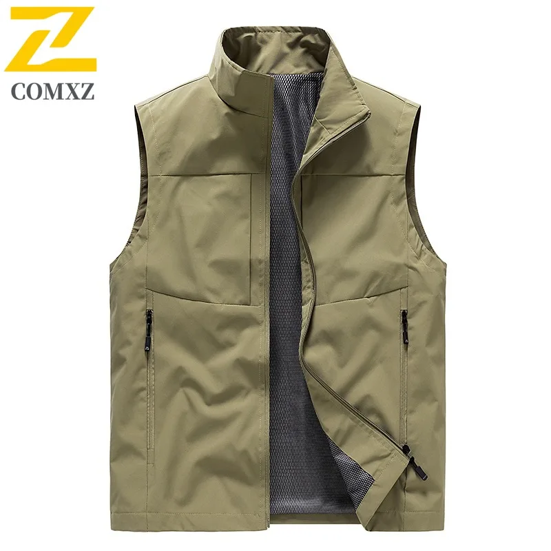 

COMXZ 2025 Style New Spring Summer Vest Reversible Mens Casual Outdoor Sports Sleeveless Breathable Coat Fashion Fishing Vest