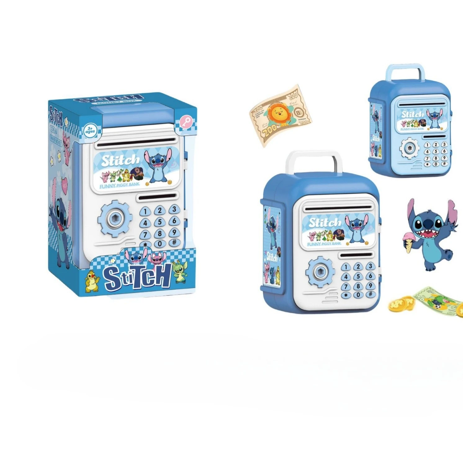 

Disney Cute Stitch Piggy Bank Password Multifunctional Ornaments Action Figures Anime Peripherals Creative Birthday Gifts Toys