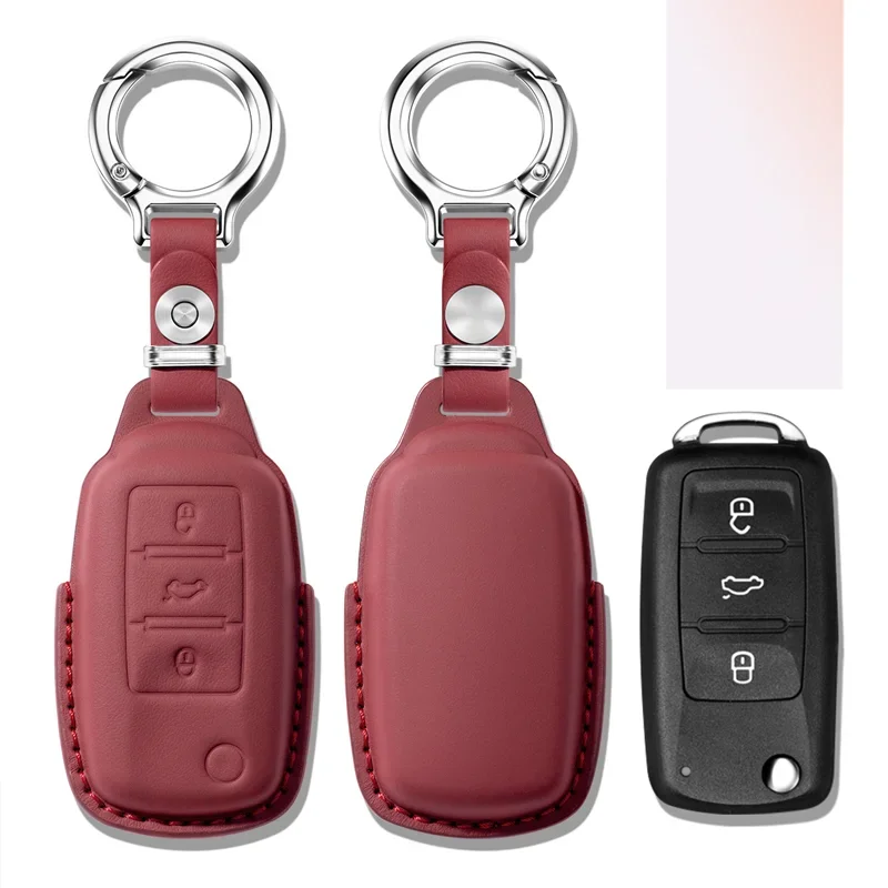 For Volkswagen Sagitar Car Key Cover First-layer Cowhide High-end Key Case Buckle Men's and Women's Interior Modification four