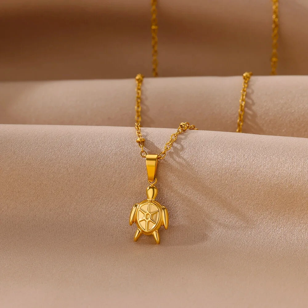 Cute Sea Turtle Pendant Stainless Steel Necklaces for Women Gold Color Animal Aesthetic Pendant Necklace Aesthetic Jewelry